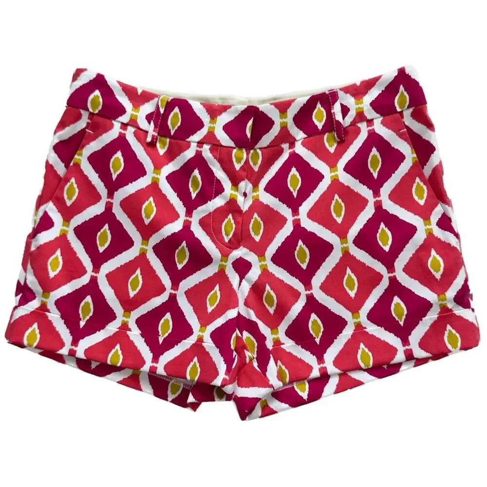 NWT Tory Burch Pink Diamond Print High Rise Flint Shorts Size 4